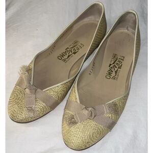 Salvatore Ferragamo Beige Flats with Bow
